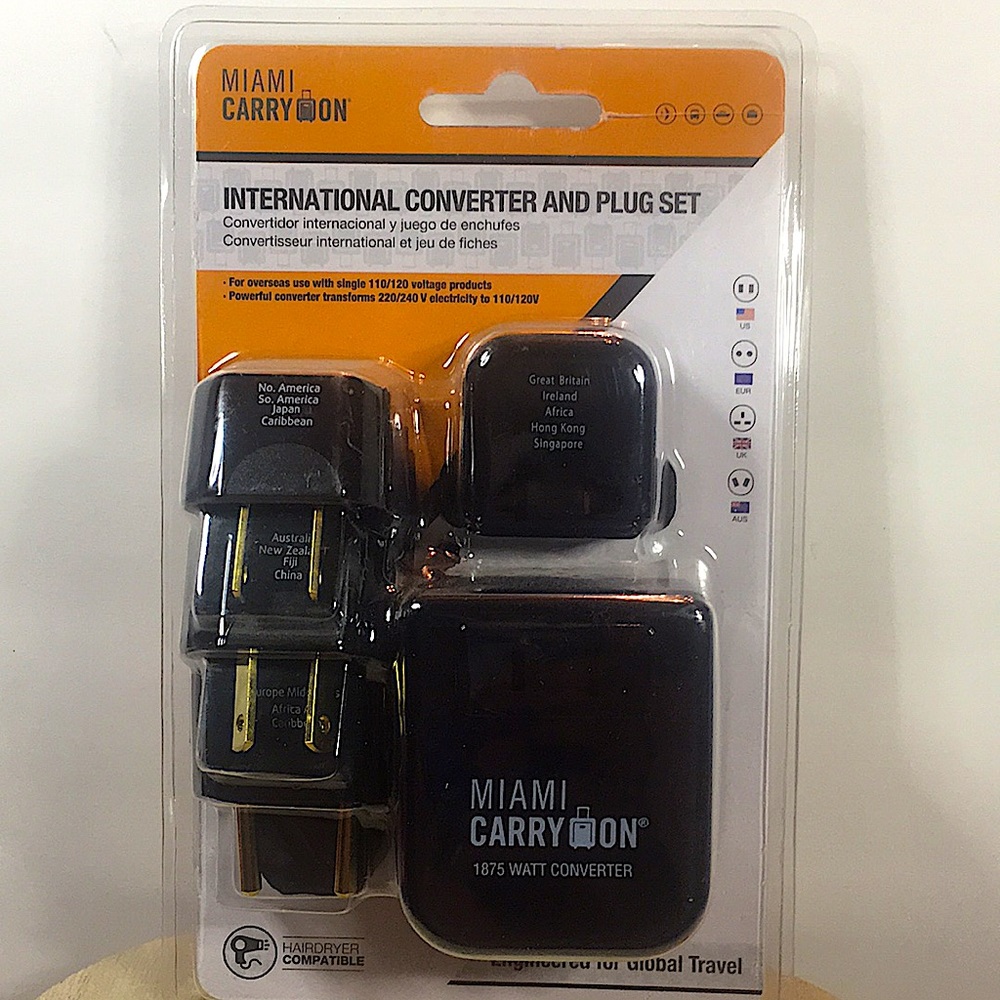NEW MIAMI CARRY ON INTERNATIONAL & OVERSEAS CONVERTER AND PLUG SET 1875 WATT
